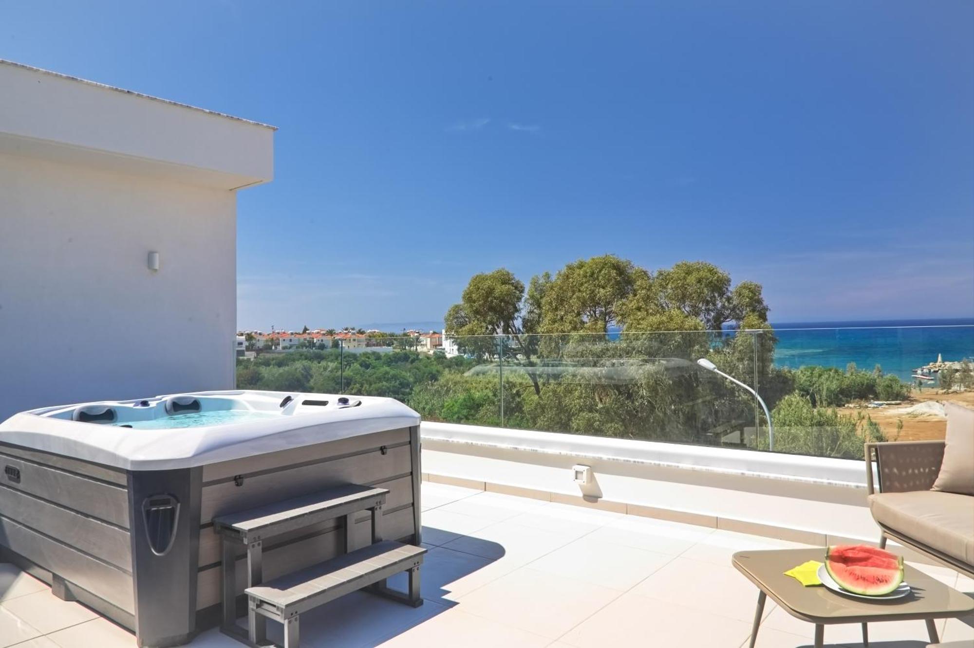 Seaview Luxury Villa Jacuzzi & Pool! 2 Min Beach Протарас Экстерьер фото